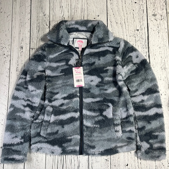 FULL ZIP SUPER SOFT FLEECE COZY SHERPA JACKET! VARIETY Gray Camo Women’s NEW - Picture 1 of 6
